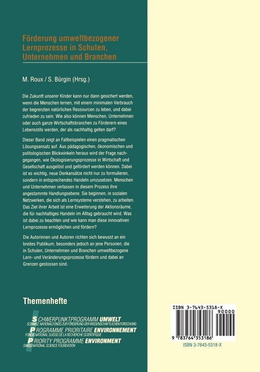 Produktbild: F&ouml;rderung umweltbezogener Lernprozesse in Schulen, Unternehmen und Branchen