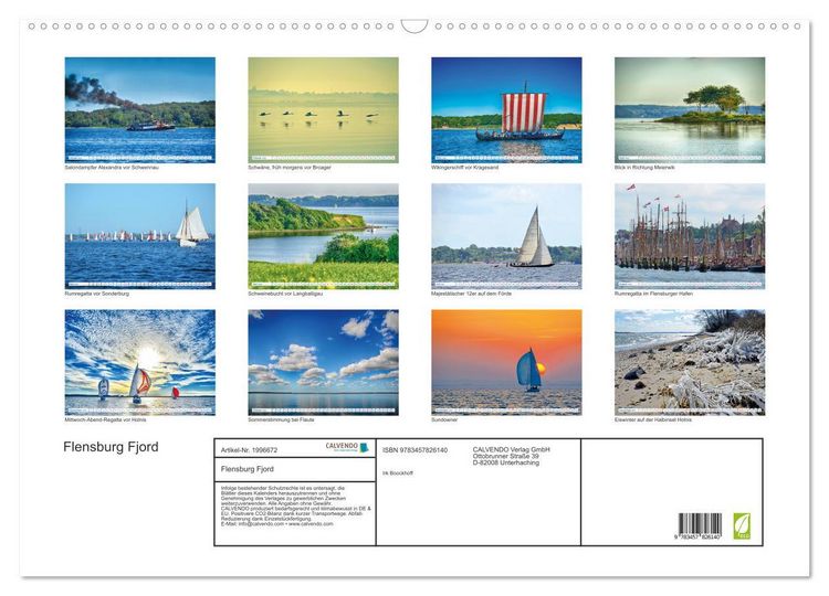 Produktbild: Flensburg Fjord (Wandkalender 2026 DIN A2 quer), CALVENDO Monatskalender