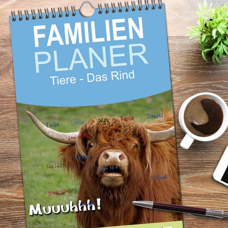 Produktbild: Familienplaner 2026 - Muuuhhh! mit 5 Spalten (Wandkalender, 21 x 45 cm) CALVENDO