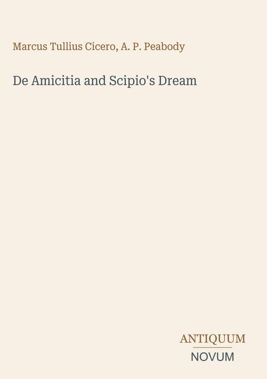 Produktbild: De Amicitia and Scipio's Dream