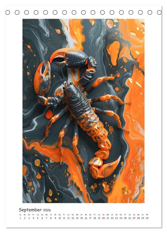 Produktbild: Animalische Mamorkunst (Tischkalender 2026 DIN A5 hoch), CALVENDO Monatskalender
