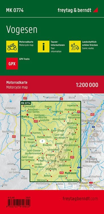 Produktbild: Vogesen, Motorradkarte 1:200.000, freytag & berndt