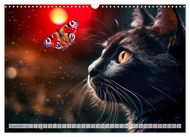 Produktbild: Die Katze und der Schmetterling (Wandkalender 2026 DIN A3 quer), CALVENDO Monatskalender