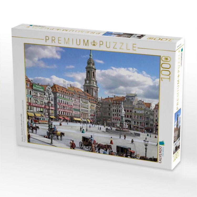 Produktbild: CALVENDO Puzzle Dresden - Kreuzkirche und Altmarkt um 1900 | 1000 Teile Lege-Gr&ouml;&szlig;e 64x48cm Foto-Puzzle f&uuml;r gl&uuml;ckliche Stunden