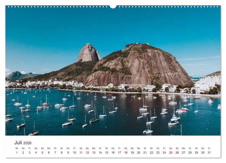 Produktbild: Rio de Janeiro - Am Fu&szlig;e des Corcovados. (hochwertiger Premium Wandkalender 2026 DIN A2 quer), Kunstdruck in Hochglanz