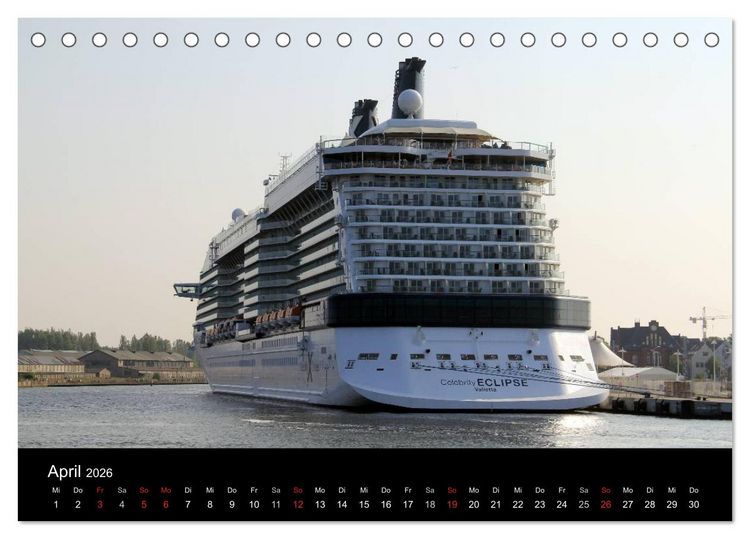 Produktbild: Cruiseliner in Warnem&uuml;nde (Tischkalender 2026 DIN A5 quer), CALVENDO Monatskalender