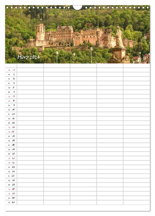 Produktbild: Heidelberger Familienkalender (Wandkalender 2026 DIN A3 hoch), CALVENDO Monatskalender