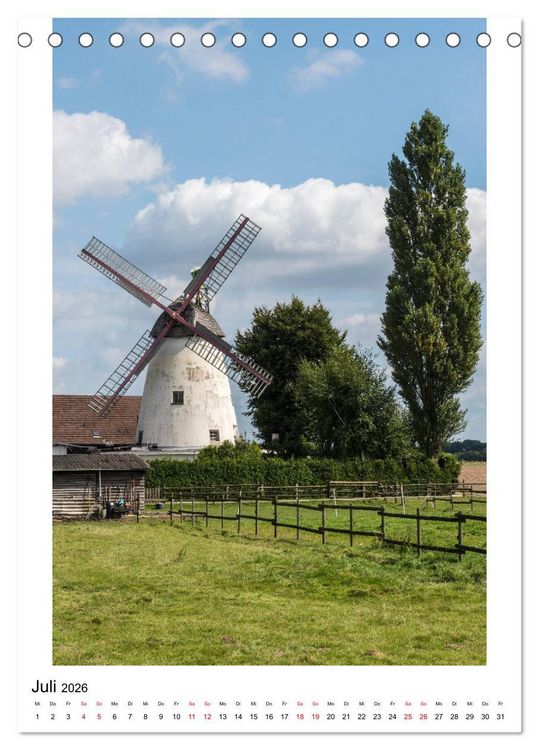Produktbild: Historische Windm&uuml;hlen in Minden-L&uuml;bbecke (Tischkalender 2026 DIN A5 hoch), CALVENDO Monatskalender