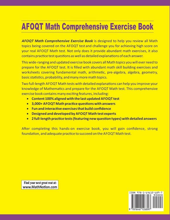 Produktbild: AFOQT Math Comprehensive Exercise Book