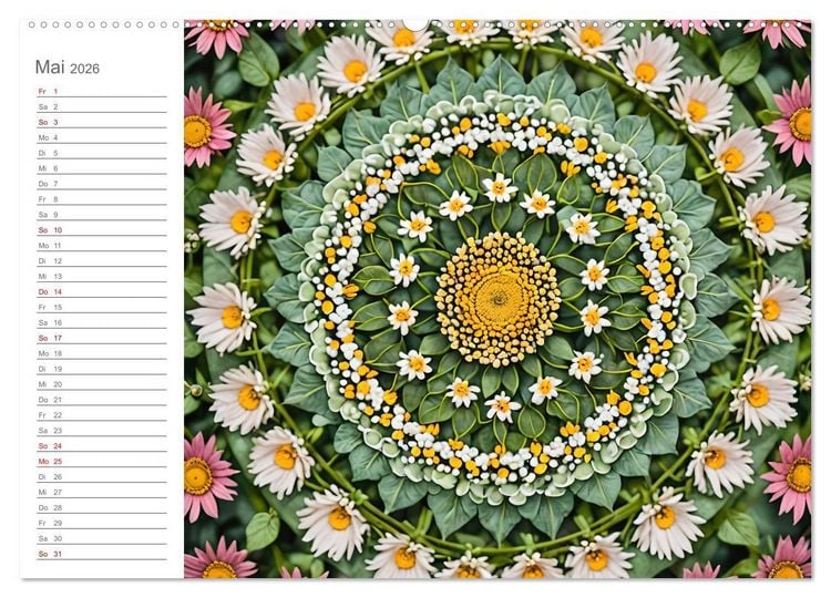 Produktbild: Natural Mandalas - Kraftvolle KI Mandalas aus Naturmaterialien (hochwertiger Premium Wandkalender 2026 DIN A2 quer), Kunstdruck in Hochglanz