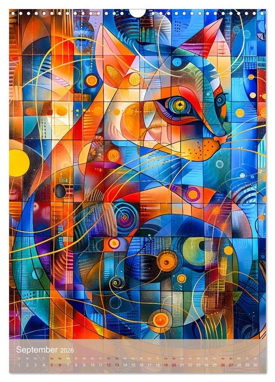 Produktbild: Astrale Katzen - Abstrakte Kunst f&uuml;r Katzenliebhaber (Wandkalender 2026 DIN A3 hoch), CALVENDO Monatskalender
