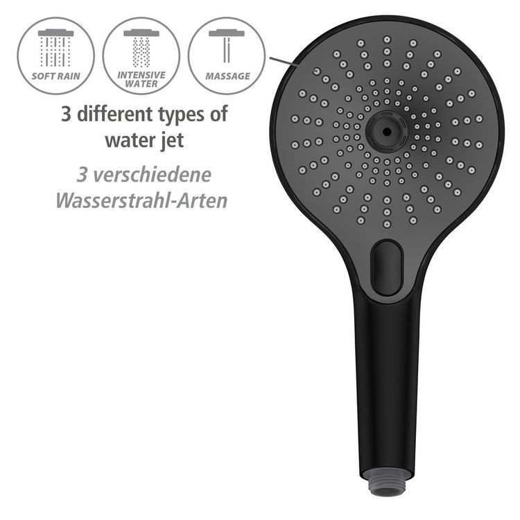 Produktbild: Duschkopf Mod. Ultimate Shower Schwarz/Grau, &Oslash; 13 cm