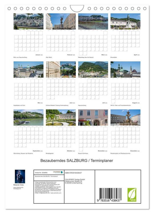 Produktbild: Bezauberndes SALZBURG / Terminplaner (Wandkalender 2026 DIN A4 hoch), CALVENDO Monatskalender