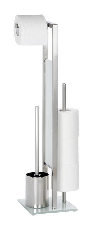 Produktbild: Stand WC-Garnitur Mod. Rivalta Edelstahl Matt, integrierter Toilettenpapierhalter