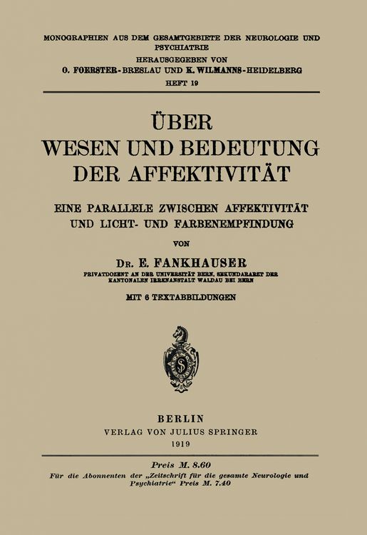 Produktbild: &Uuml;ber Wesen und Bedeutung der Affektivit&auml;t