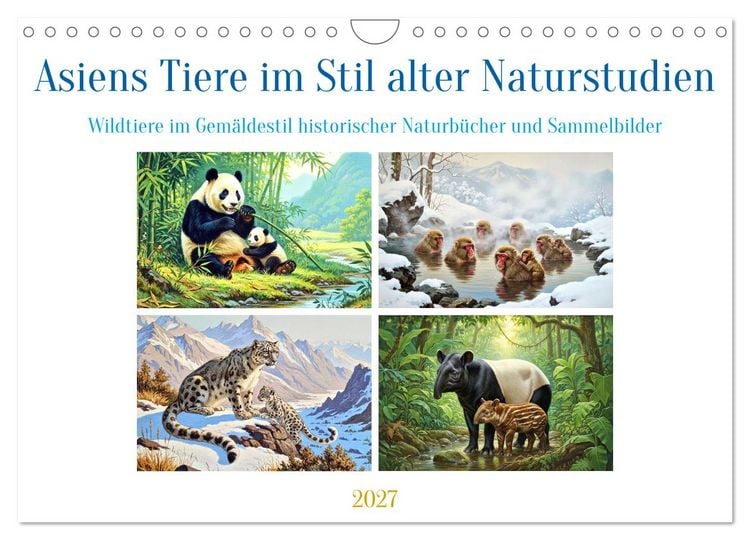 Produktbild: Asiens Tiere im Stil alter Naturstudien (Wandkalender 2027 DIN A4 quer), CALVENDO Monatskalender