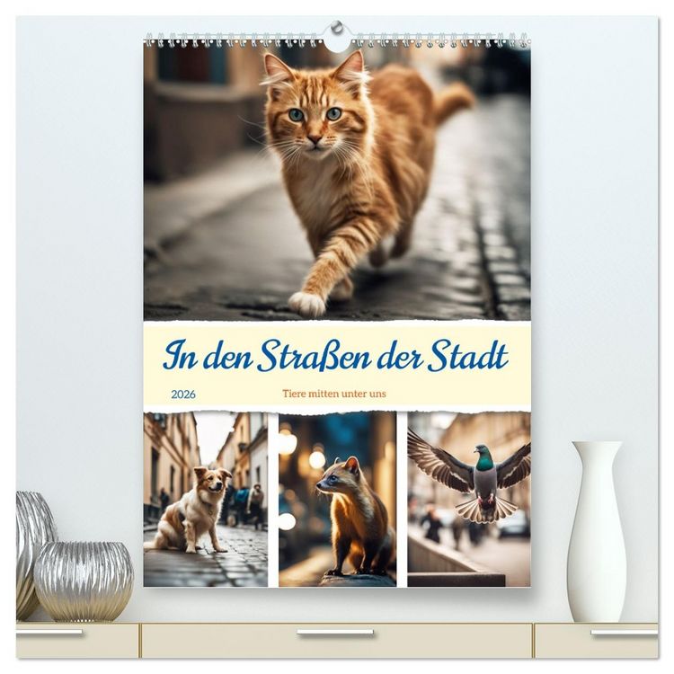 Produktbild: In den Stra&szlig;en der Stadt - Tiere mitten unter uns (hochwertiger Premium Wandkalender 2026 DIN A2 hoch), Kunstdruck in Hochglanz