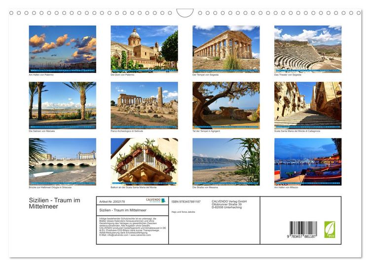 Produktbild: Sizilien - Traum im Mittelmeer (Wandkalender 2026 DIN A3 quer), CALVENDO Monatskalender