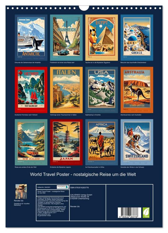 Produktbild: World Travel Poster - nostalgische Reise um die Welt (Wandkalender 2026 DIN A3 hoch), CALVENDO Monatskalender