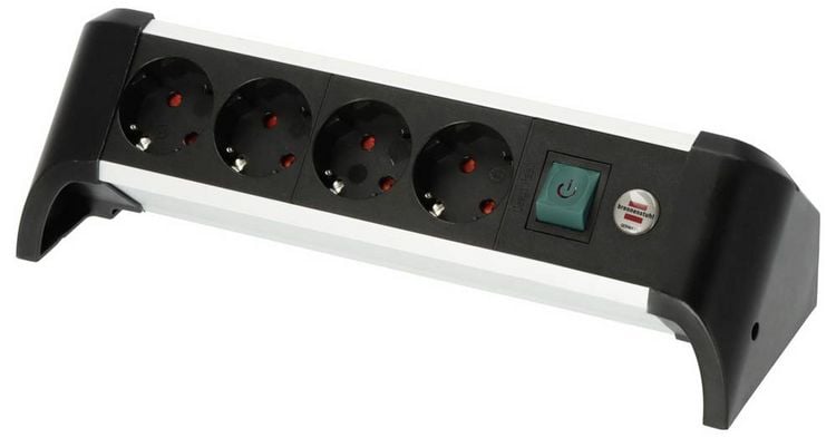 Produktbild: Brennenstuhl 1391040400 Steckdosenleiste mit Schalter Silber, Schwarz Schutzkontakt 1St.