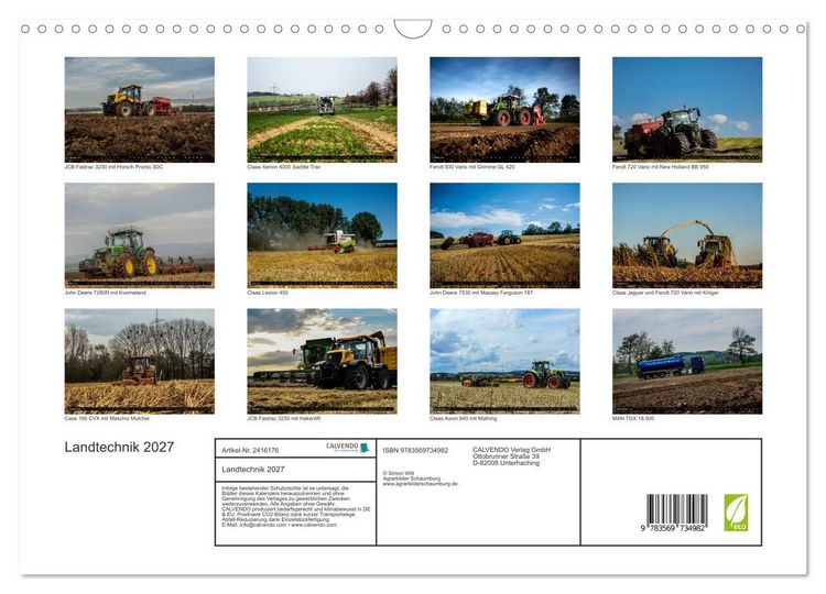Produktbild: Landtechnik 2027 (Wandkalender 2027 DIN A3 quer), CALVENDO Monatskalender