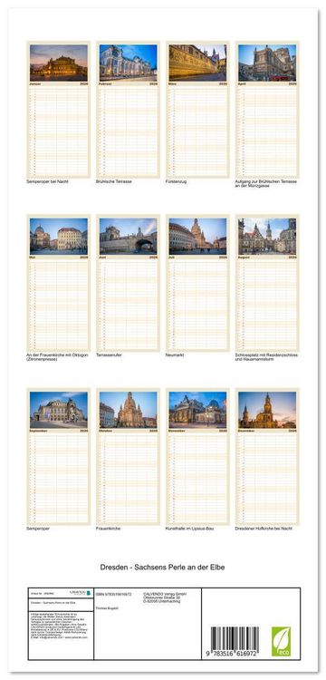 Produktbild: Familienplaner 2026 - Dresden - Sachsens Perle an der Elbe mit 5 Spalten (Wandkalender, 21 x 45 cm) CALVENDO