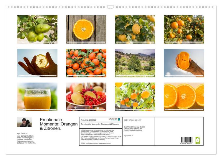 Produktbild: Emotionale Momente: Orangen & Zitronen. (Wandkalender 2026 DIN A2 quer), CALVENDO Monatskalender