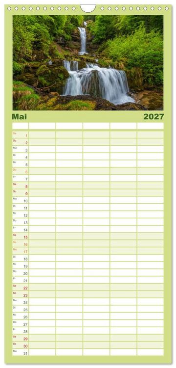 Produktbild: Familienplaner 2027 - Wasserfallwelt Schweiz mit 5 Spalten (Wandkalender, 21 x 45 cm) CALVENDO