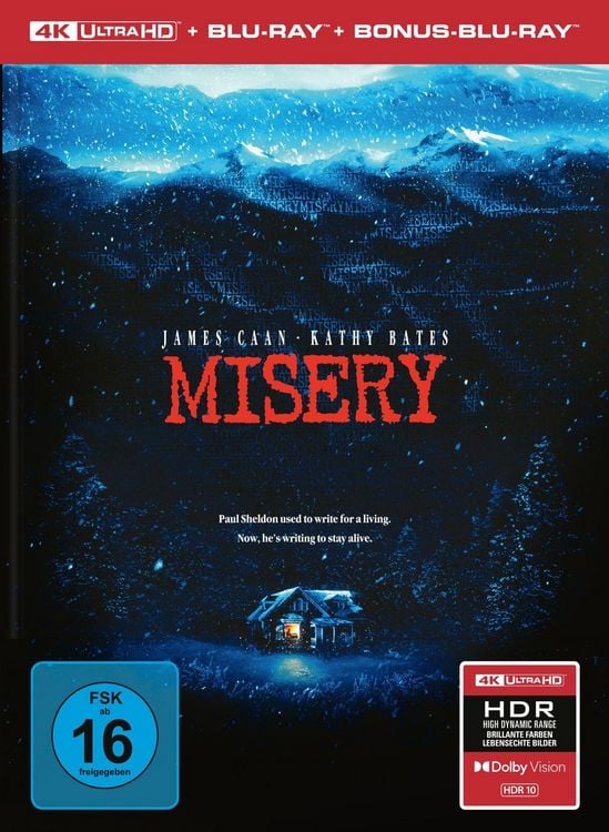 Produktbild: Misery - 3-Disc Limited Collector's Edition im Mediabook (UHD-Blu-ray + Blu-ray + Bonus-Blu-ray)