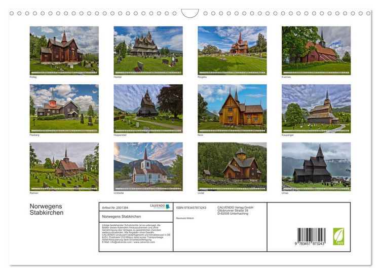 Produktbild: Norwegens Stabkirchen (Wandkalender 2026 DIN A3 quer), CALVENDO Monatskalender