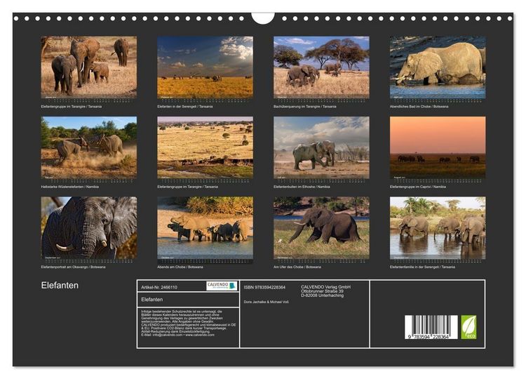 Produktbild: Elefanten (Wandkalender 2027 DIN A3 quer), CALVENDO Monatskalender