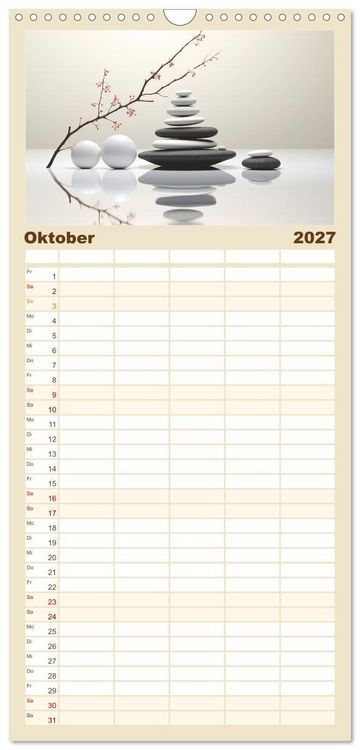 Produktbild: Familienplaner 2027 - Zen mit 5 Spalten (Wandkalender, 21 x 45 cm) CALVENDO