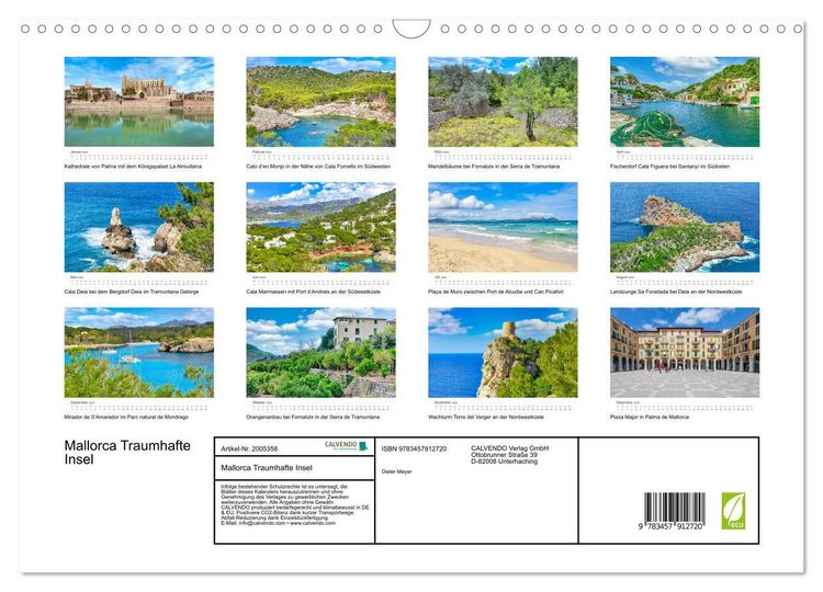 Produktbild: Mallorca Traumhafte Insel (Wandkalender 2026 DIN A3 quer), CALVENDO Monatskalender