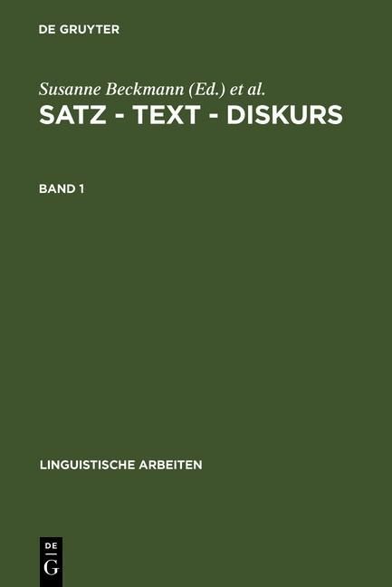 Produktbild: Satz - Text - Diskurs. Band 1
