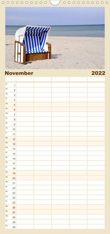 Produktbild: Familienplaner Strandkorb-Impressionen (Wandkalender 2022 , 21 cm x 45 cm, hoch)