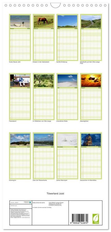Produktbild: Familienplaner 2026 - T&ouml;werland Juist mit 5 Spalten (Wandkalender, 21 x 45 cm) CALVENDO