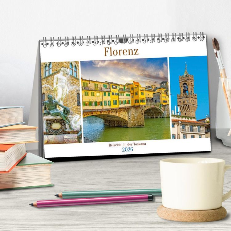 Produktbild: Florenz - Reiseziel in der Toskana (Tischkalender 2026 DIN A5 quer), CALVENDO Monatskalender