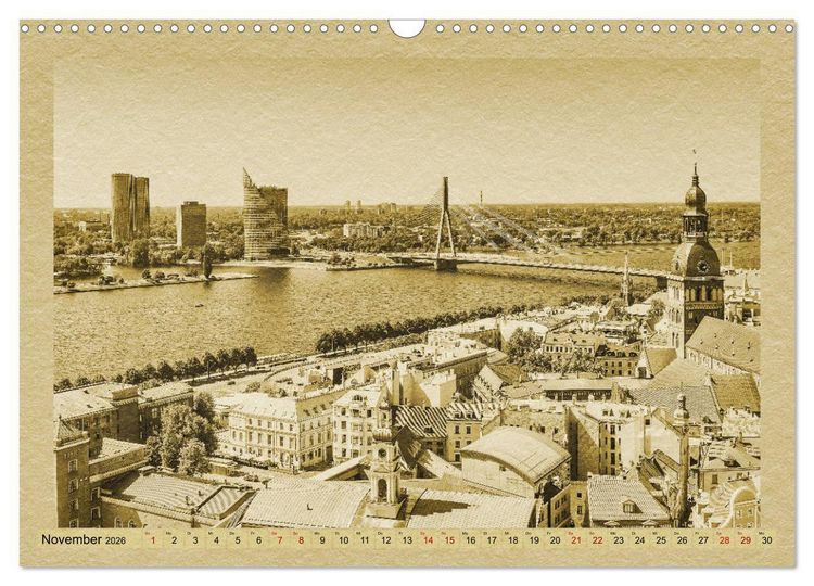 Produktbild: Riga &ndash; Ein Kalender im Zeitungsstil (Wandkalender 2026 DIN A3 quer), CALVENDO Monatskalender