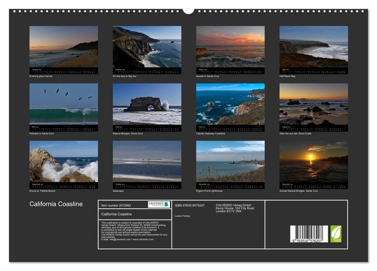 Produktbild: California Coasline (High Quality Premium Wall Calendar 2026 DIN A2 landscape),CALVENDO 12 Month Wall Calendar
