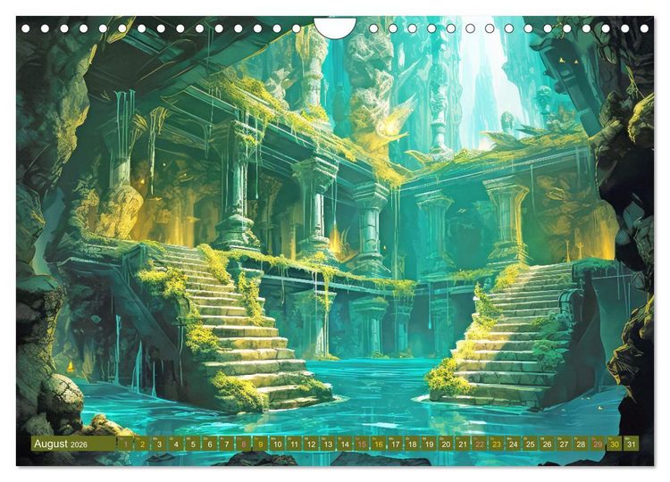 Produktbild: Ruinen versunkener Kulturen - Fantasiebilder (Wandkalender 2026 DIN A4 quer), CALVENDO Monatskalender