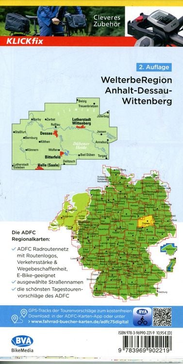 Produktbild: BVA ADFC Regionalkarte WelterbeRegion Anhalt - Dessau- Wittenberg 1:75.000
