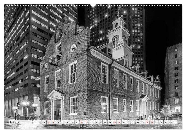 Produktbild: BOSTON Monochrome Stadtansichten (hochwertiger Premium Wandkalender 2026 DIN A2 quer), Kunstdruck in Hochglanz