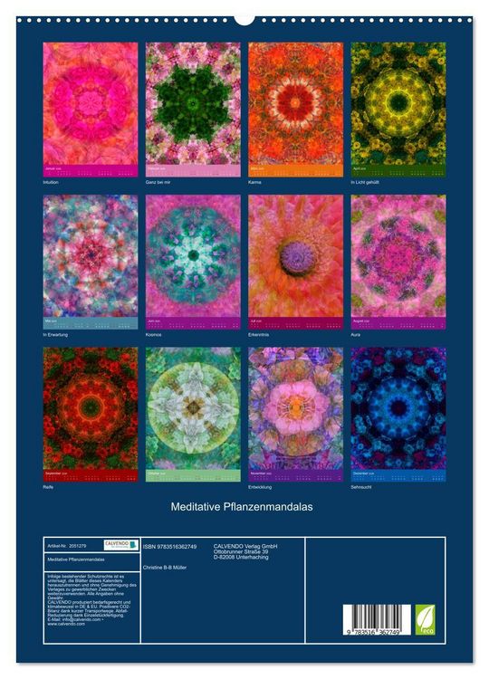 Produktbild: Meditative Pflanzenmandalas (hochwertiger Premium Wandkalender 2026 DIN A2 hoch), Kunstdruck in Hochglanz