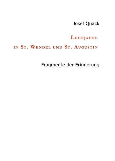 Produktbild: Lehrjahre in St. Wendel und St. Augustin