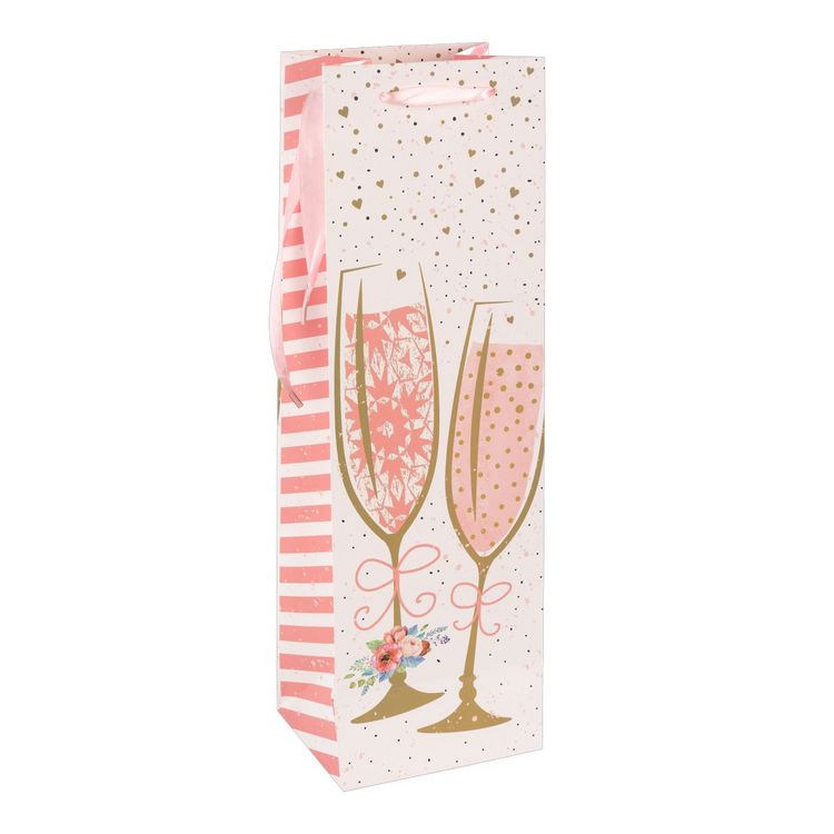 Produktbild: Idena Flaschentasche Sekt rosa 12x39x10cm 210g/m&sup2;