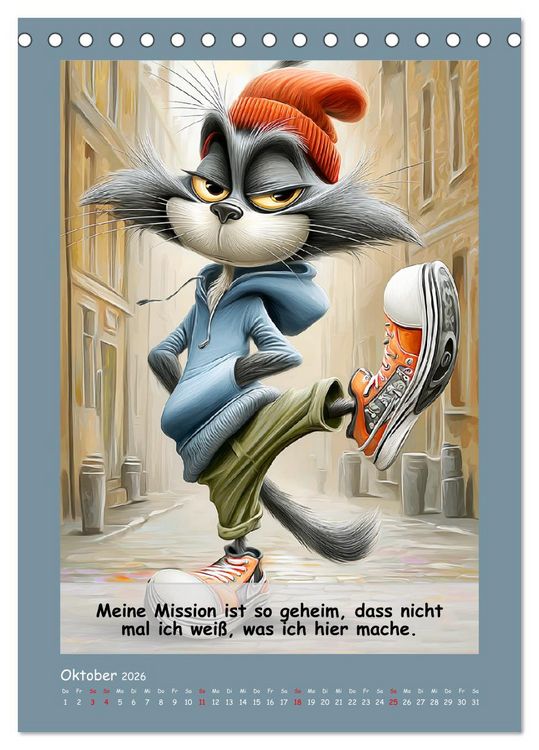 Produktbild: Kratzige Kerle. Trockener Katzenhumor vom Feinsten (Tischkalender 2026 DIN A5 hoch), CALVENDO Monatskalender