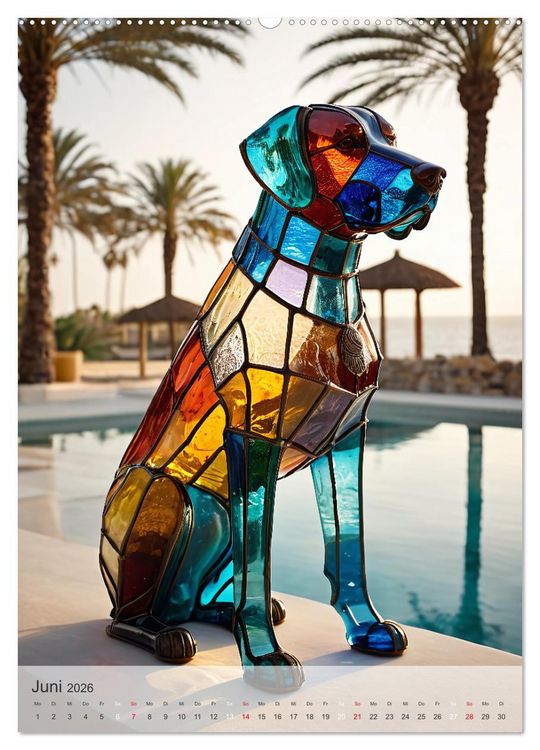 Produktbild: Tiere aus Glas - Hunde (hochwertiger Premium Wandkalender 2026 DIN A2 hoch), Kunstdruck in Hochglanz