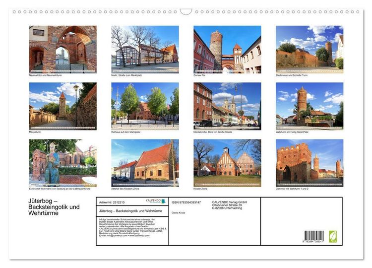 Produktbild: J&uuml;terbog &ndash; Backsteingotik und Wehrt&uuml;rme (Wandkalender 2027 DIN A2 quer), CALVENDO Monatskalender