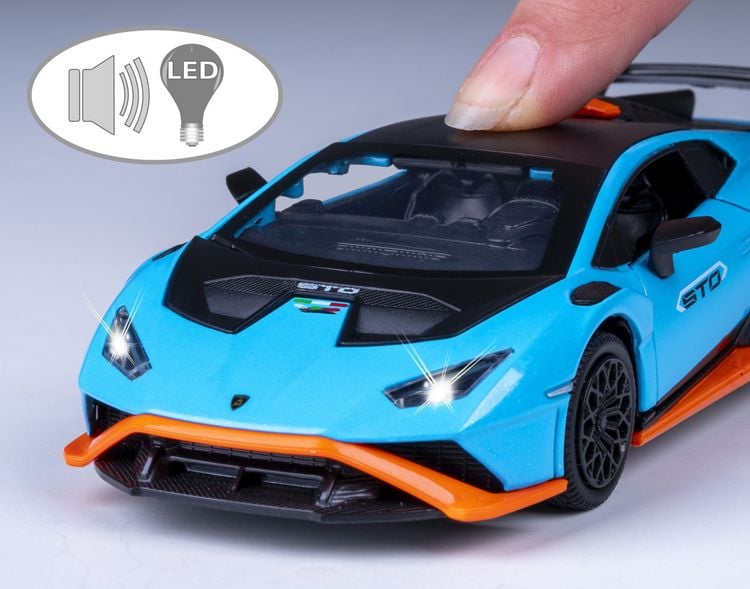 Produktbild: Lamborghini Hurac&aacute;n STO Diecast 1:32 blau inkl. Knopfzellen