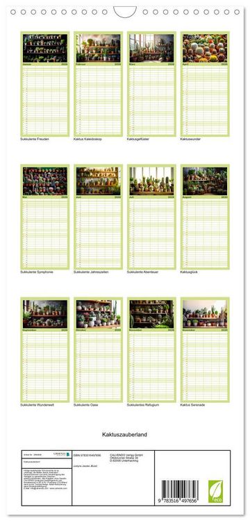 Produktbild: Familienplaner 2026 - Kaktuszauberland mit 5 Spalten (Wandkalender, 21 x 45 cm) CALVENDO